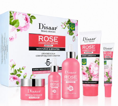 Kit Facial Disaar Rose Ceramide — Rutina Completa de 5 Pasos para Piel Radiante